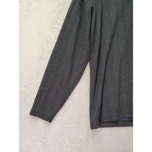 Crazy Horse Sweater Mens Medium Gray Striped Knit Long Casual Sleeve Collared - Picture 6 of 8